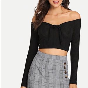 Off Shoulder Tie Bardot Top